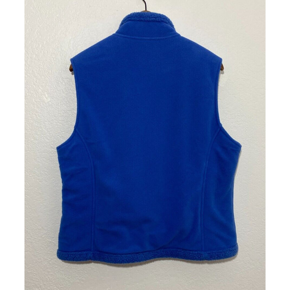 Lands End Size Large Blue Vest Womens Sleeveless Full Zip Fleece Mock Neck - Picture 2 of 7